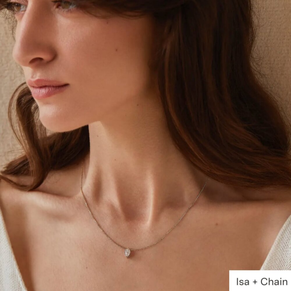 IDYL solid 14 white gold with 0.5 carat lab grown diamond necklace